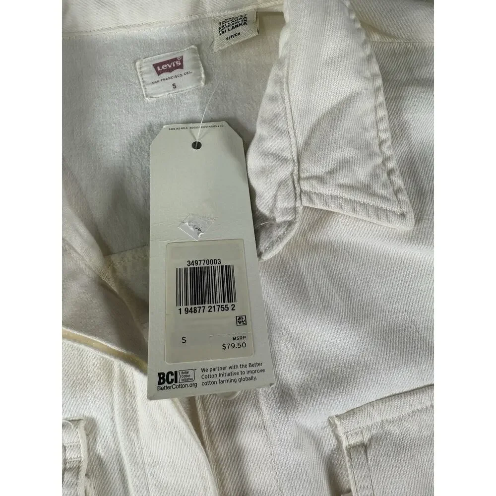 Levi's L93808 Womens White Ainsley Denim Utility Dress Size Small (NWT)